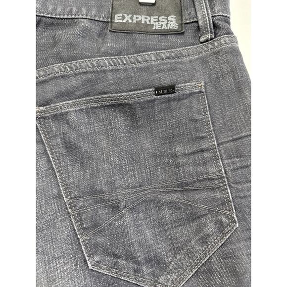 Express Jeans Mens 34 X 32 Gray Blake Loose Fit Bootcut Denim Casual Normcore - Picture 4 of 8